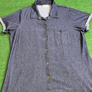 Bobbie Brooks Women's Dress Dark Blue Denim Look Button‎ Front Size 2XL